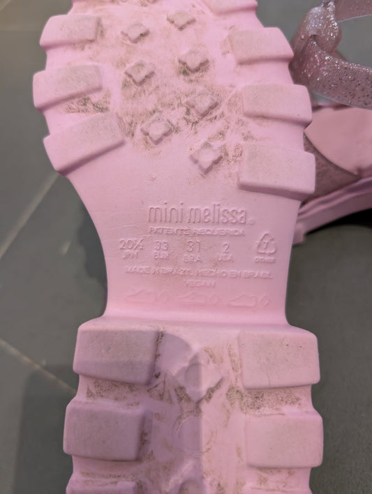 Mini Melissa Glitter Jelly Sandals - Pink Kids Size US 2 - Image 2