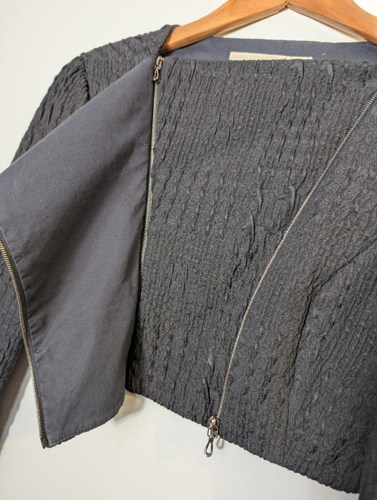 Willow Textured Cropped Biker Jacket - Black Women's Size 8 - Image 2