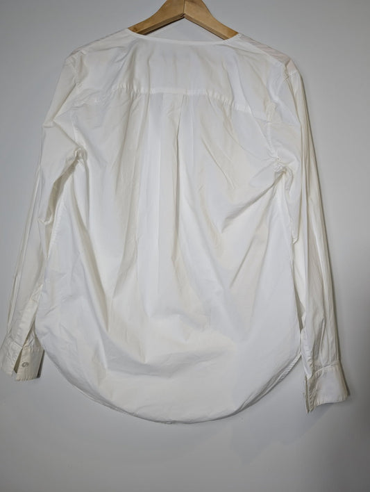 Bassike White Poplin V-Neck Button-Down Shirt - Size 1 - Image 2