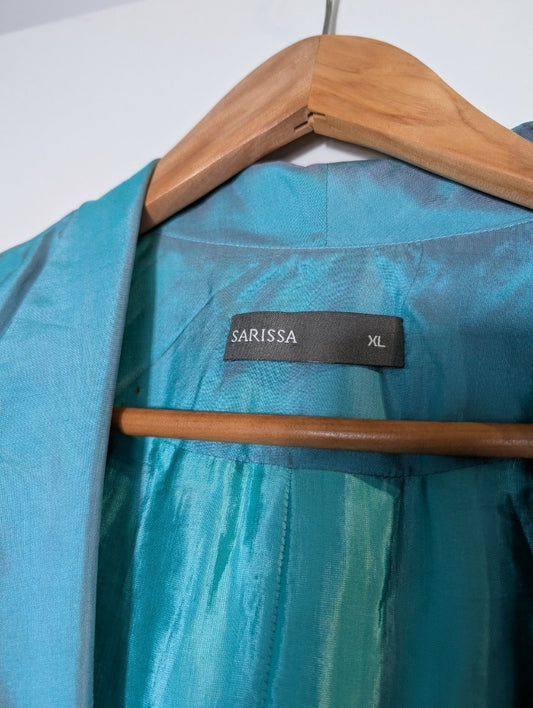 Sarissa Iridescent Teal Shantung Silk Blazer - Women's Size XL - Image 2