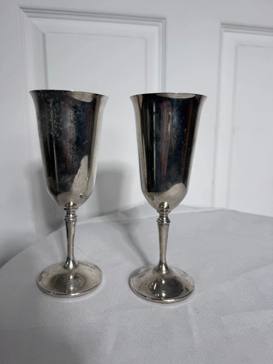 Vintage Silver Plated Champagne Flutes - Elegant Set Of Two - Image 2