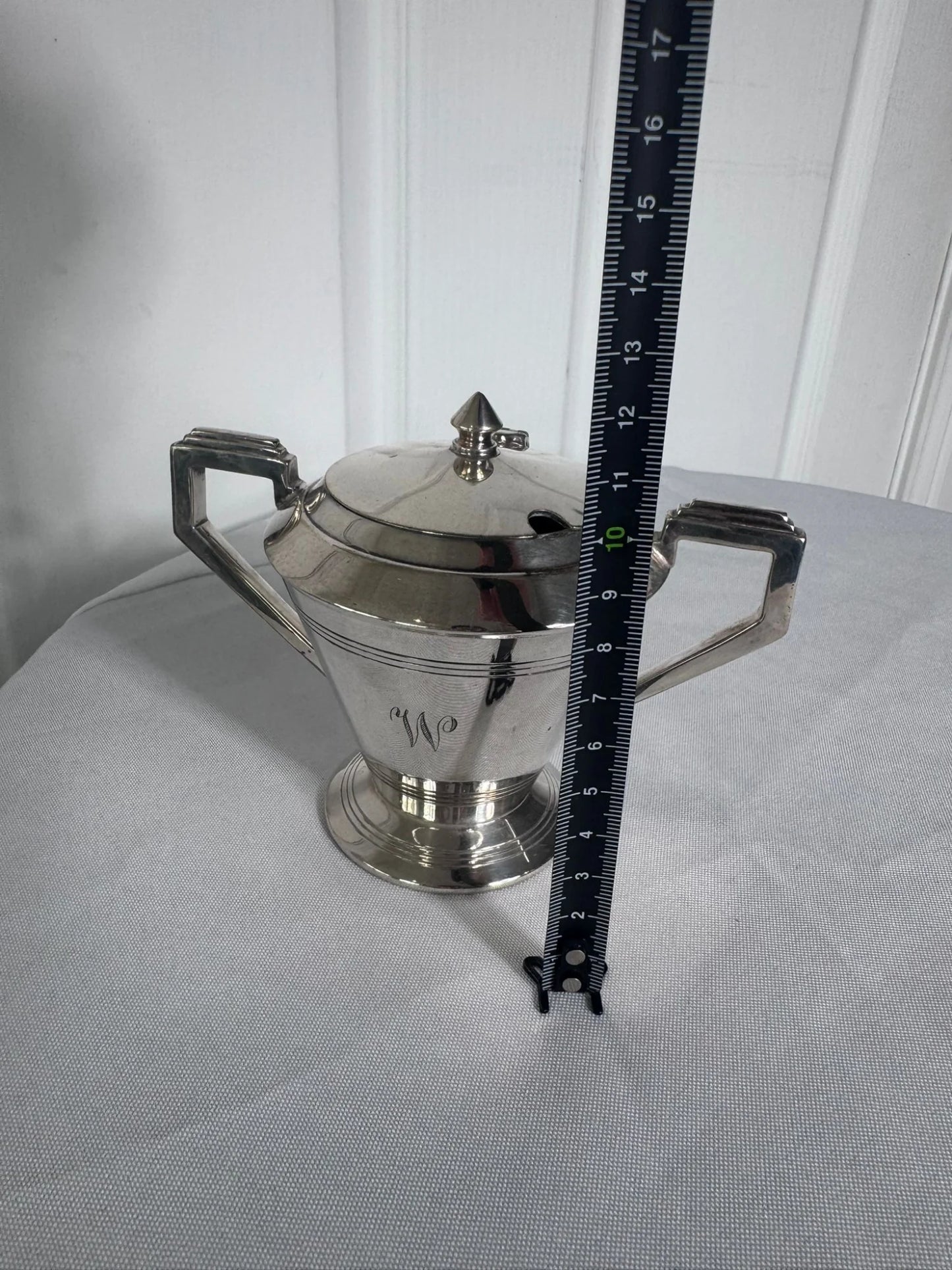 Vintage Art Deco Silver Plated Sugar Bowl With Lid - Image 7