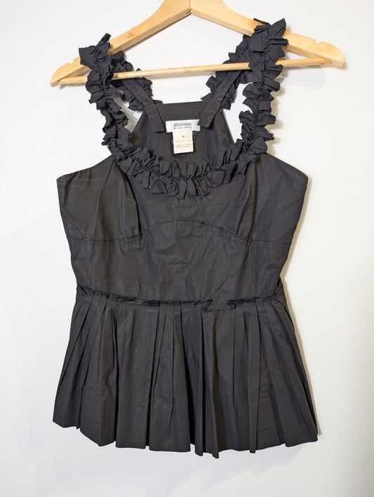 Sonia by Sonia Rykiel Black Ruffle Strap Peplum Top - Size 36 - Image 2
