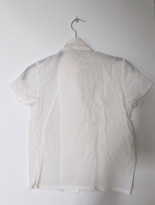Lee Mathews White Embroidered Short Sleeve Button-Down Blouse - Size 2 - Image 2