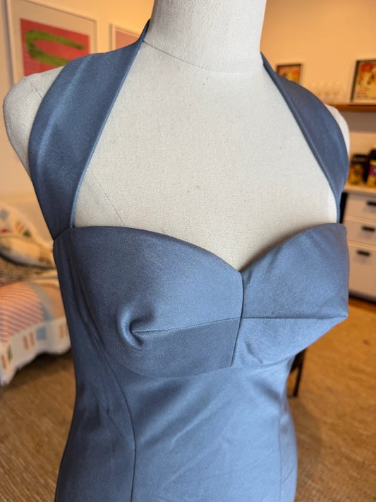 EIK Halter-Neck Dress Blue/Grey - Image 2