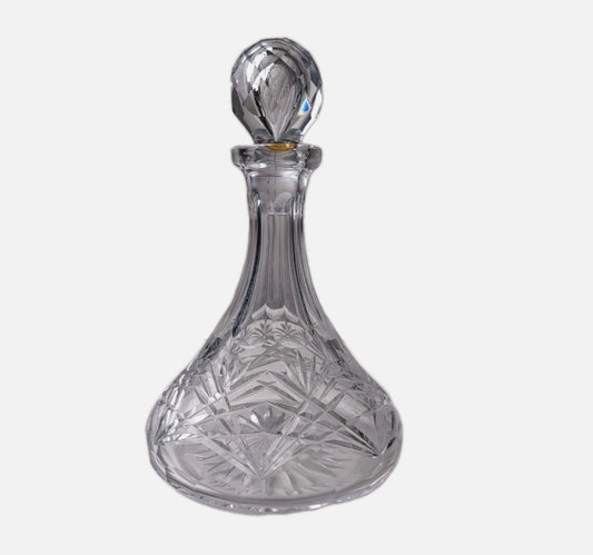 Vintage Cut Crystal Glass Decanter - Hobstar & Pinwheel Pattern - Image 2