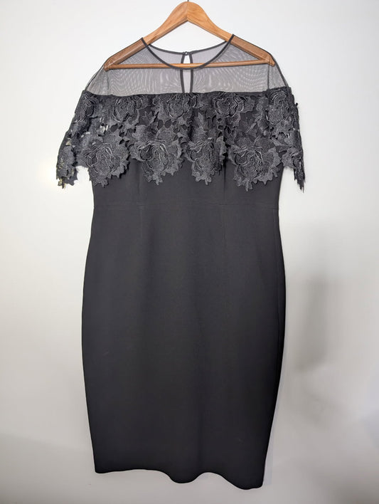 Anthea Crawford Black Mesh Evening Dress - Size 18 - Image 2