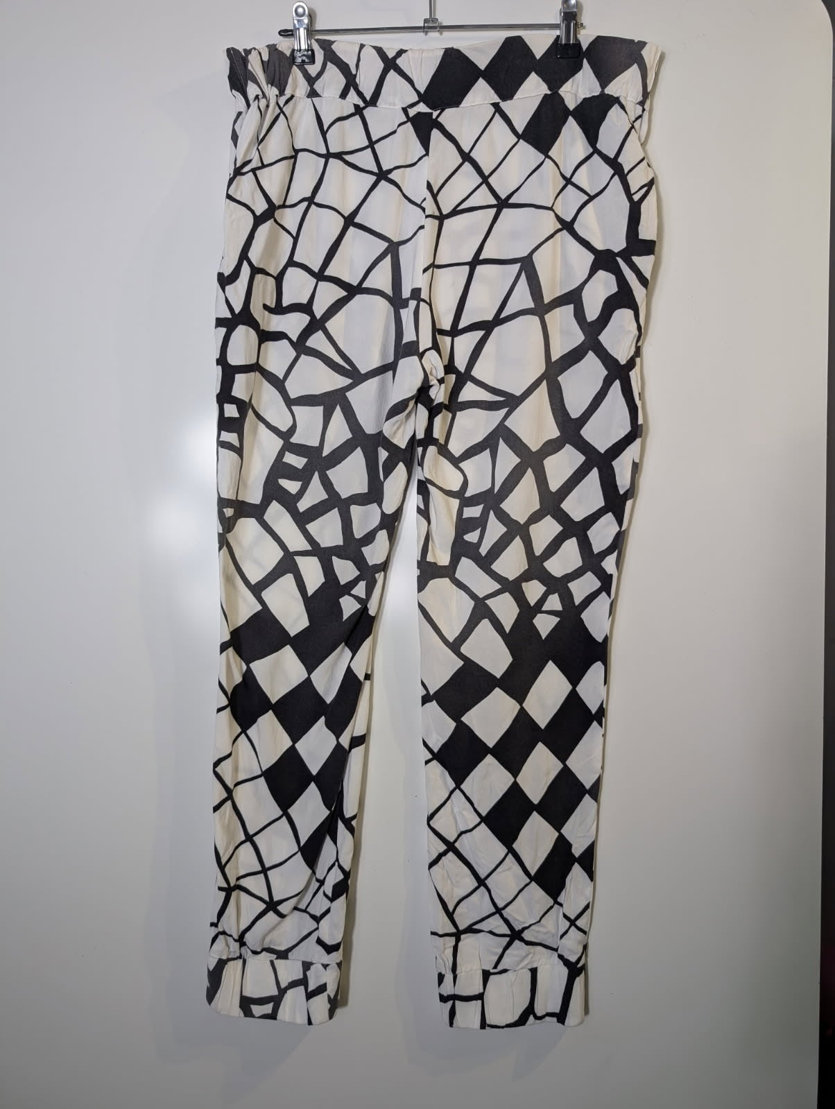 Sass & Bide Mosaic Love Jogger Pants - Black & White Viscose Size 10 - Image 6