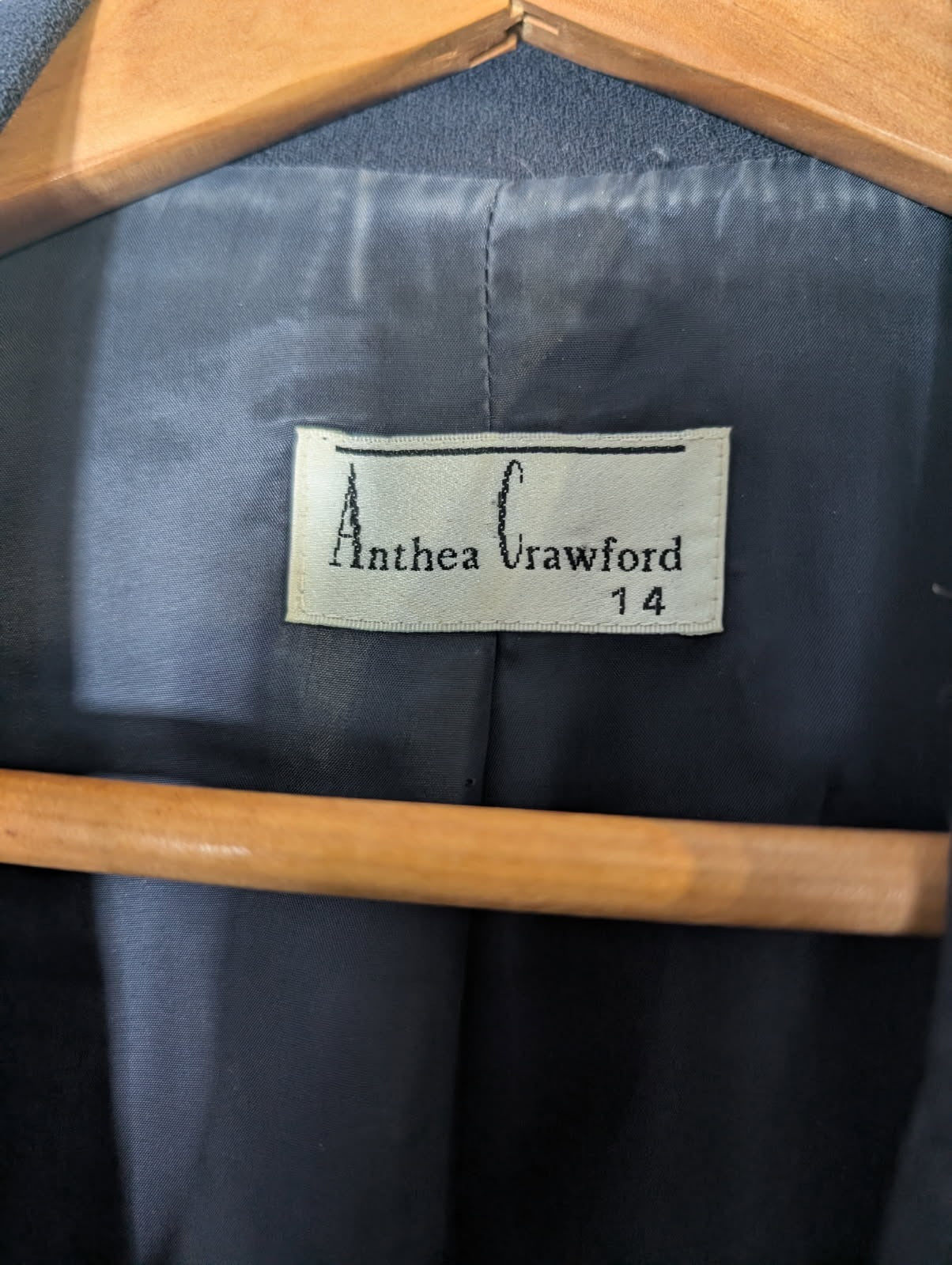 Anthea Crawford Women's Navy Double-Breasted Wool Blazer - Size 14 - Image 6