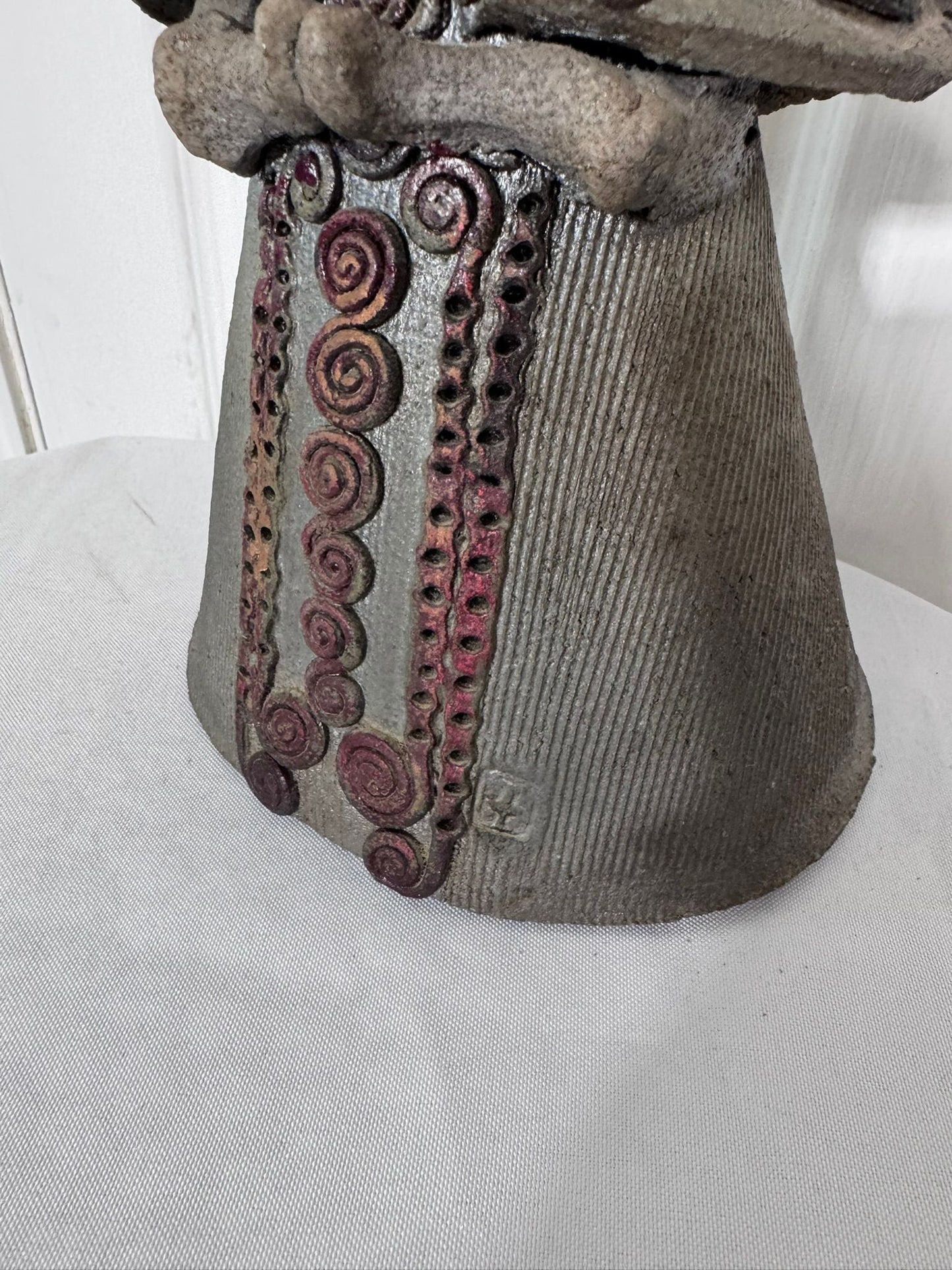 Studio Pottery Ceramic Figurine Sculpture With Spiral Detail - Image 10