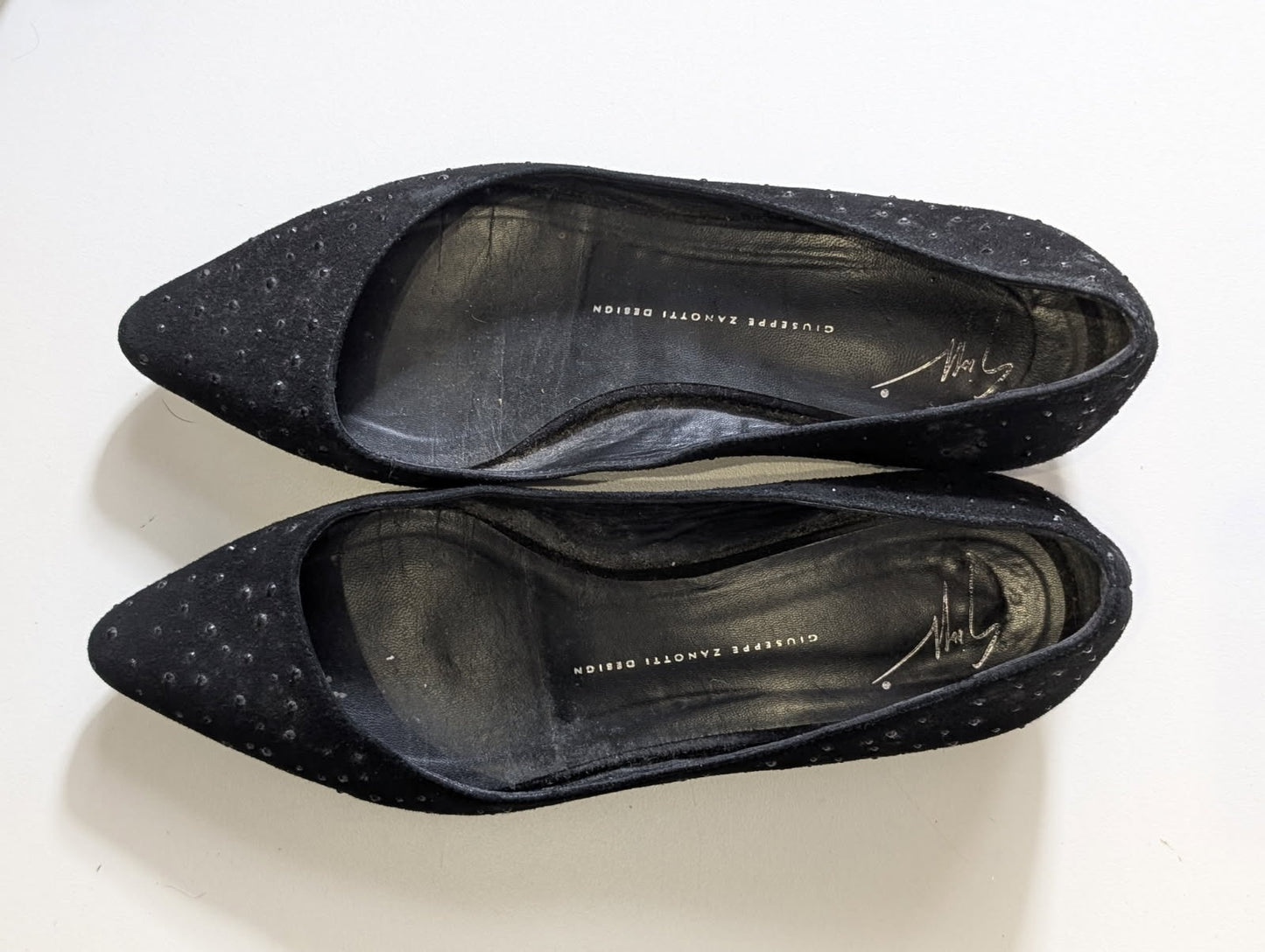 Giuseppe Zanotti Design Black Suede Studded Pointed Toe Flats - EU 41 - Image 6