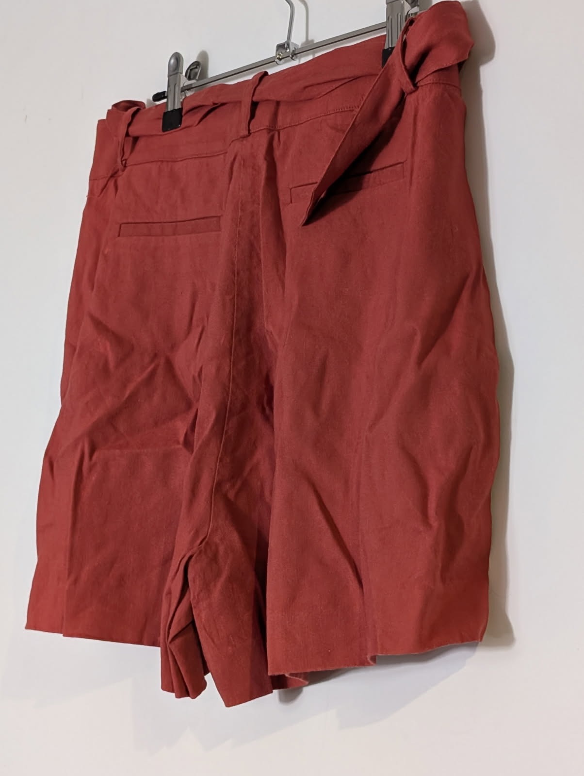 Marcs Women's Linen Blend Belted Paperbag Shorts - Rust Red Size 10 - Image 7