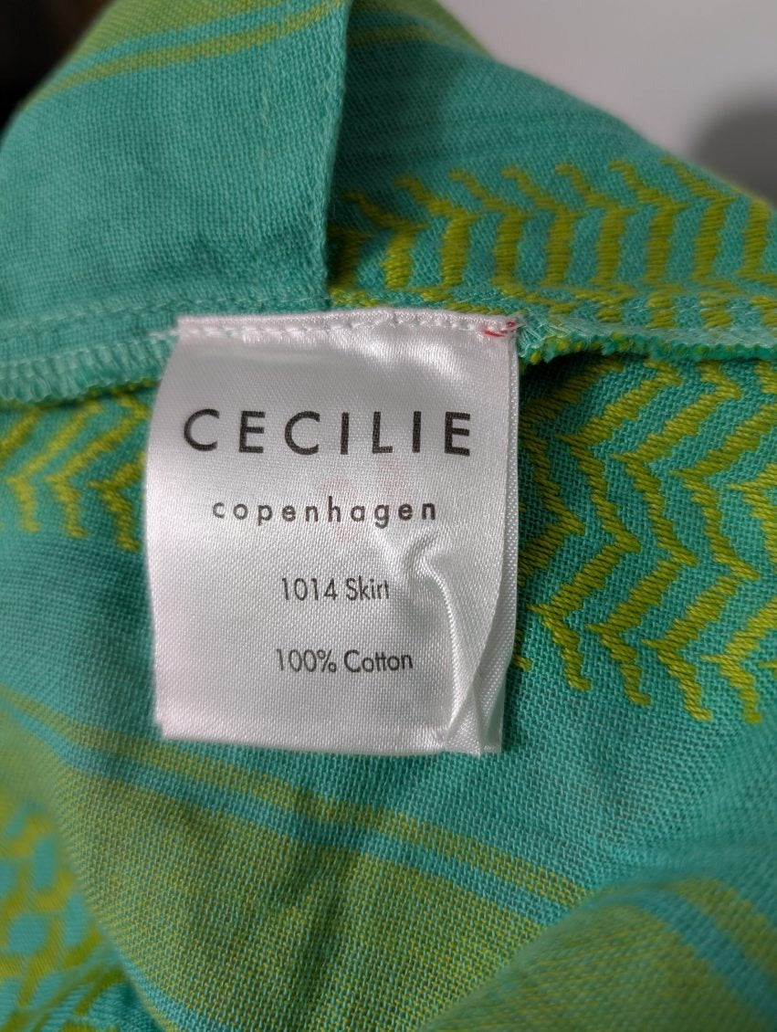 Cecilie Copenhagen Keffiyeh Print Elastic Waist Mini Skirt - Green/Blue Size S - Image 9