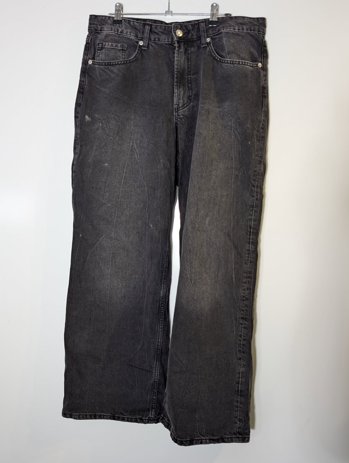 H&M Baggy Wide Loose Fit Jeans - Black Denim - Image 10