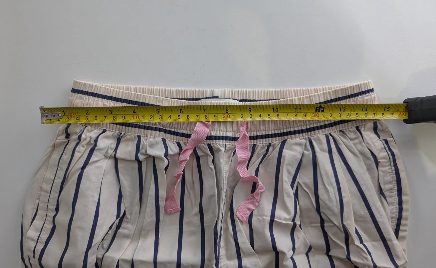 Peter Alexander Women's Striped Pajama Pants Cream Navy Cotton Size M - Image 7