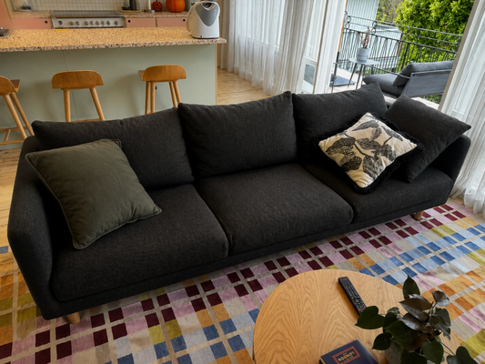 Cosh 3 Seater Sofa Charcoal Fabric Modern Designer Lounge Couch Seating