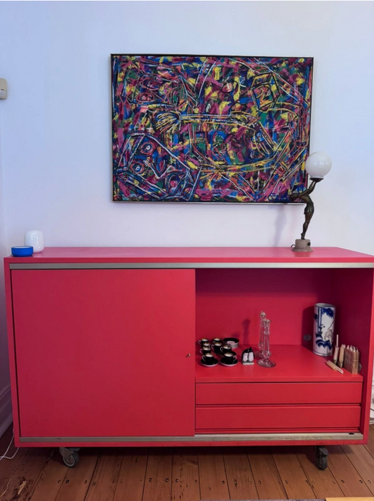 Space Furniture Italian Designer Sideboard Red Storage Cabinet Credenza Unit