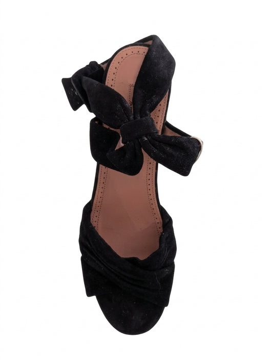 Alaïa Black Suede Bow Platform Sandals - EU 38 - Image 2