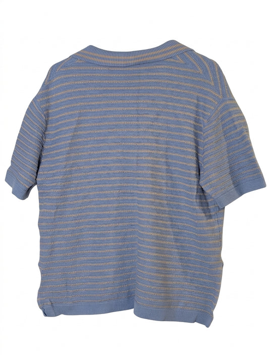 Ceres Life Organics Textured Stripe Polo Shirt - Blue/Beige - Size M - Image 2