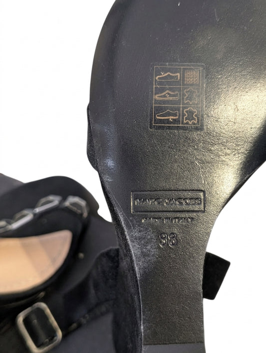 Marc Jacobs Black Suede Chain Detail Wedge Sandals - EU 38 - Image 2
