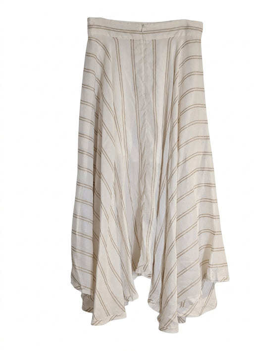 KITX Striped Midi Skirt - Cream & Beige Rayon Silk Blend Size 12 - Image 2