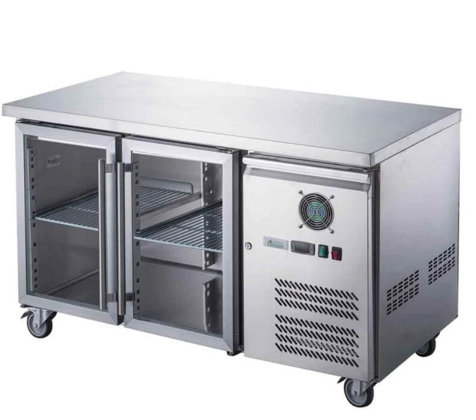 FED-X Commercial Two Glass Door Bench Fridge 282L