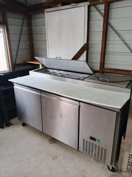 Commercial TPP67 Pizza Prep Bench with GN Pans and Cutting Board