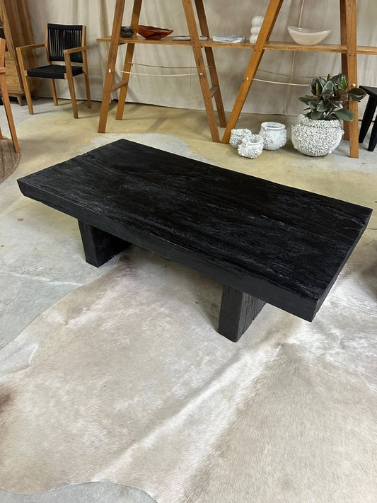 Wabi Sabi Black Coffee Table Rustic Timber Low Table Organic Modern