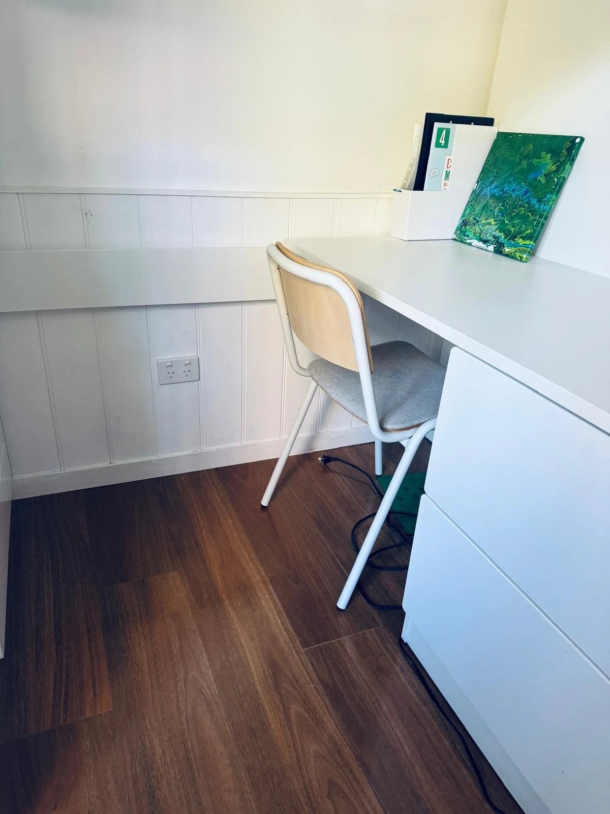 Loft Bed IKEA SMÅSTAD with Desk Storage Wardrobe Shelves White Kids Bed Study Setup