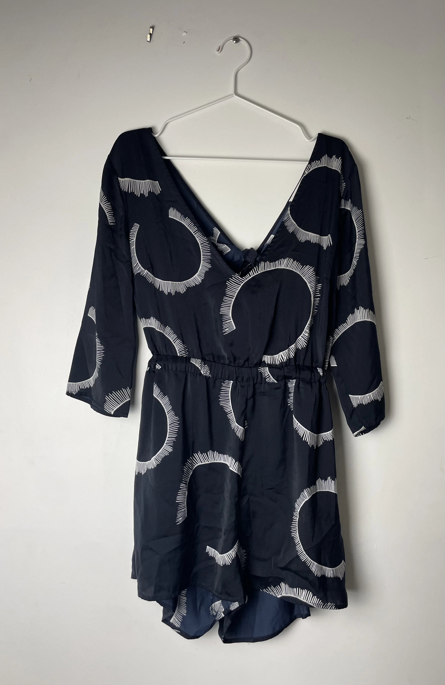 Milkandhoney Navy Blue Sunburst Pattern Cotton Dress Size 12 - Image 5