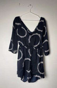 Milkandhoney Navy Blue Sunburst Pattern Cotton Dress Size 12 - Image 5