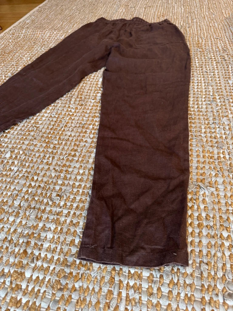 AERE Brown Linen-Blend Drawstring Pants Size 30 - Image 3