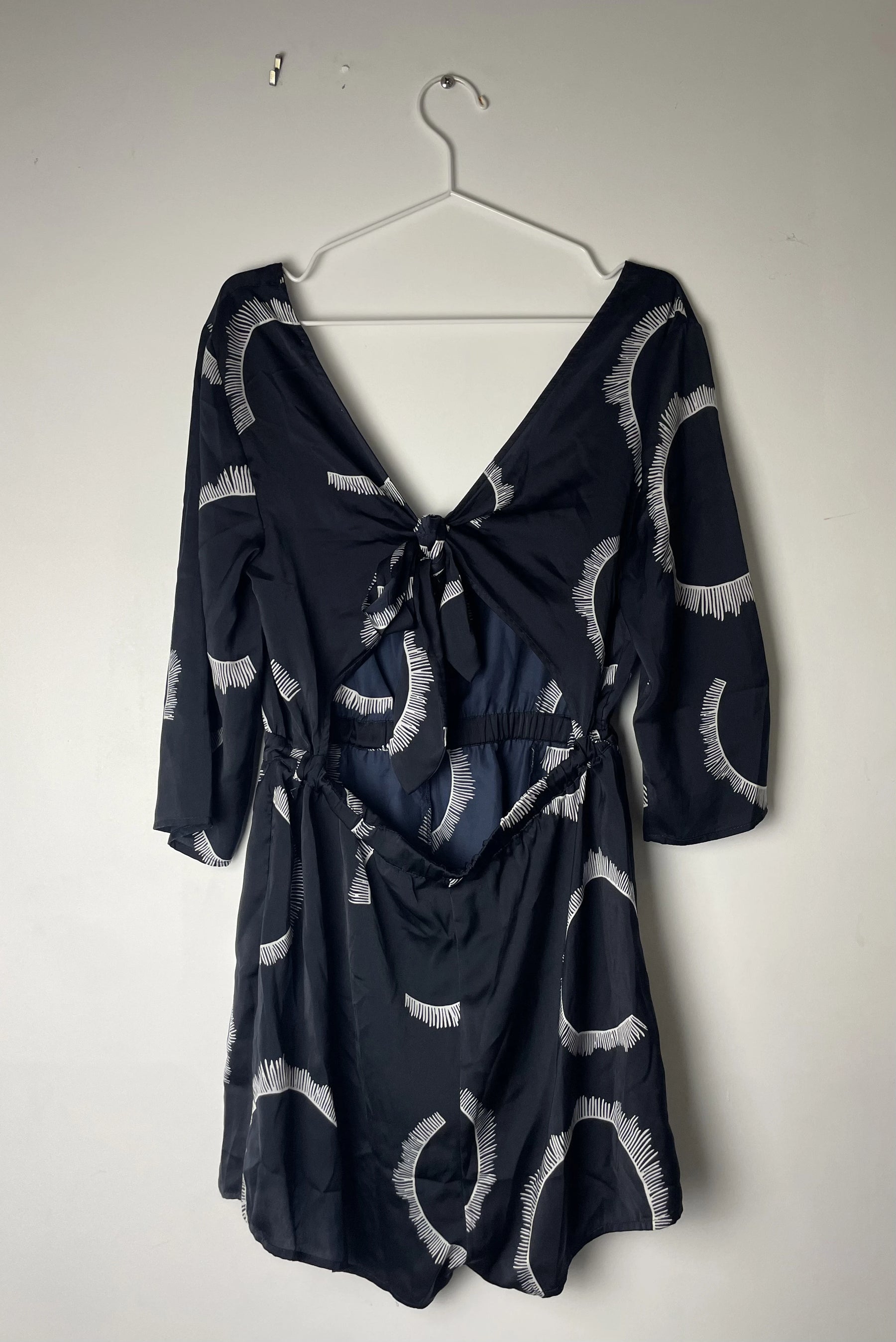 Milkandhoney Navy Blue Sunburst Pattern Cotton Dress Size 12 - Image 3