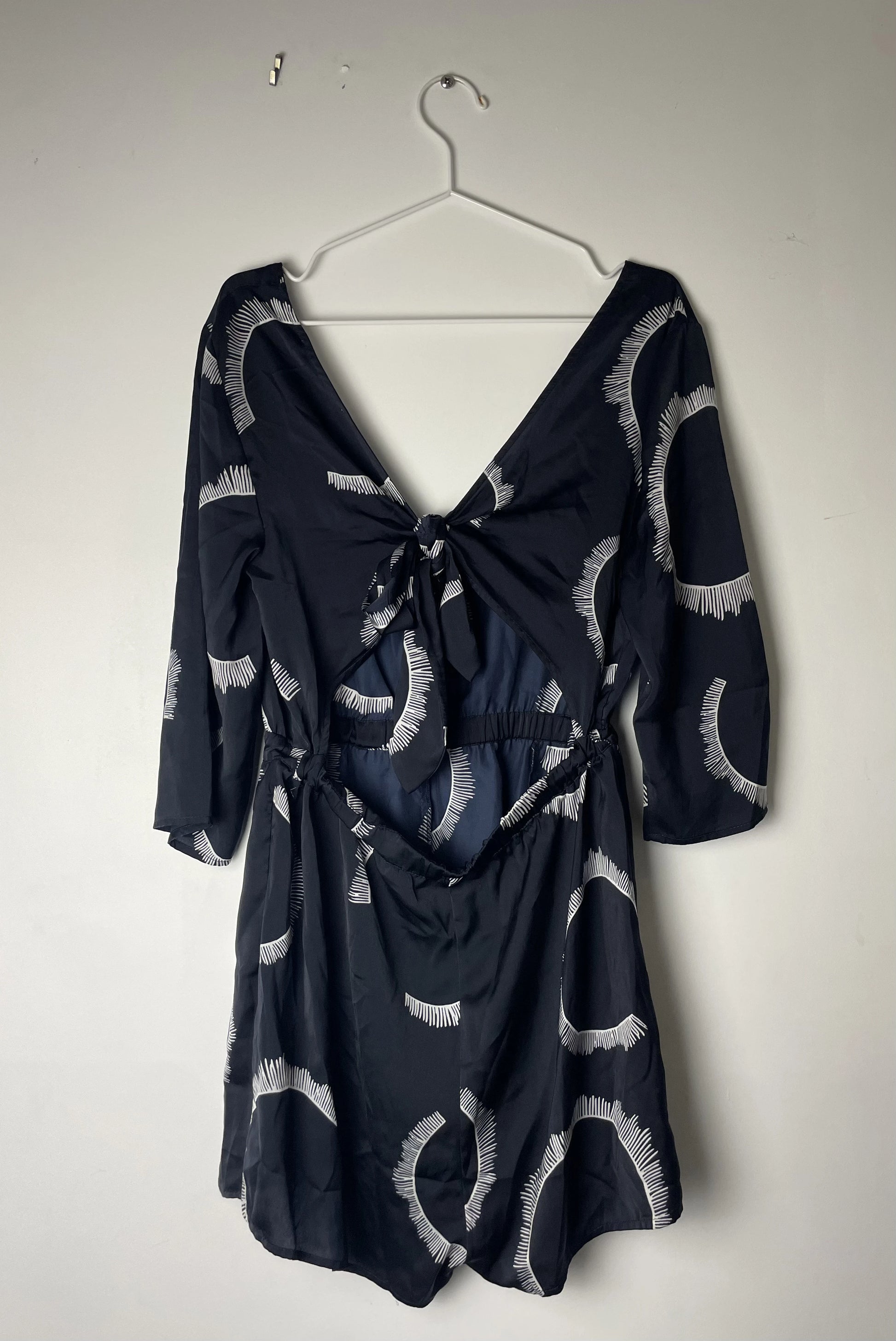 Milkandhoney Navy Blue Sunburst Pattern Cotton Dress Size 12 - Image 3