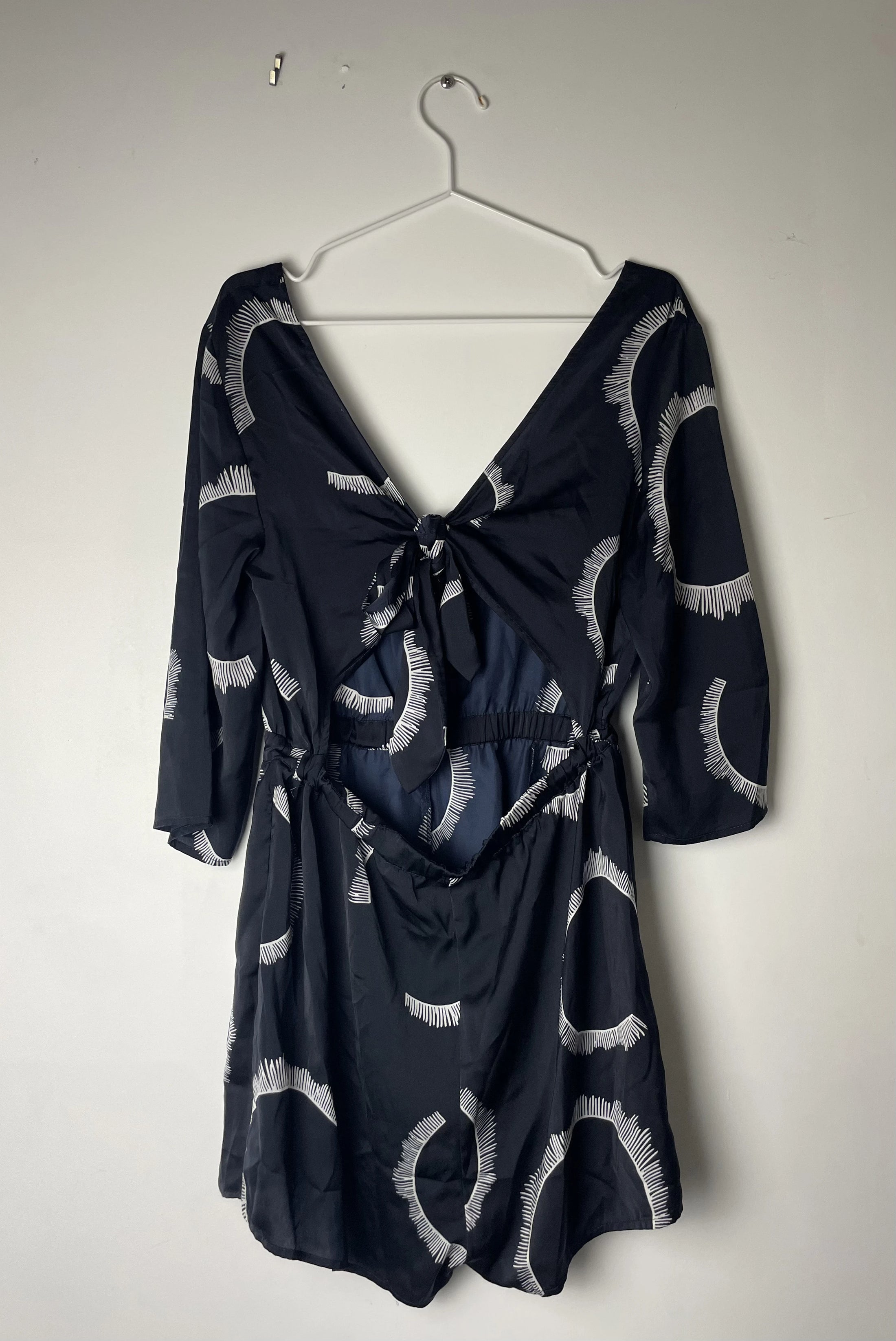 Milkandhoney Navy Blue Sunburst Pattern Cotton Dress Size 12 - Image 3