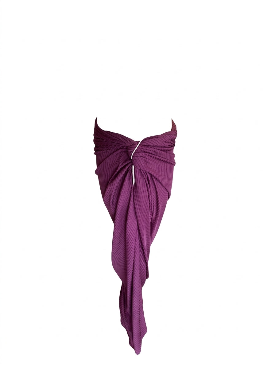 Monday Swimwear Andros Ribbed Sarong Skirt Eggplant - Image 1