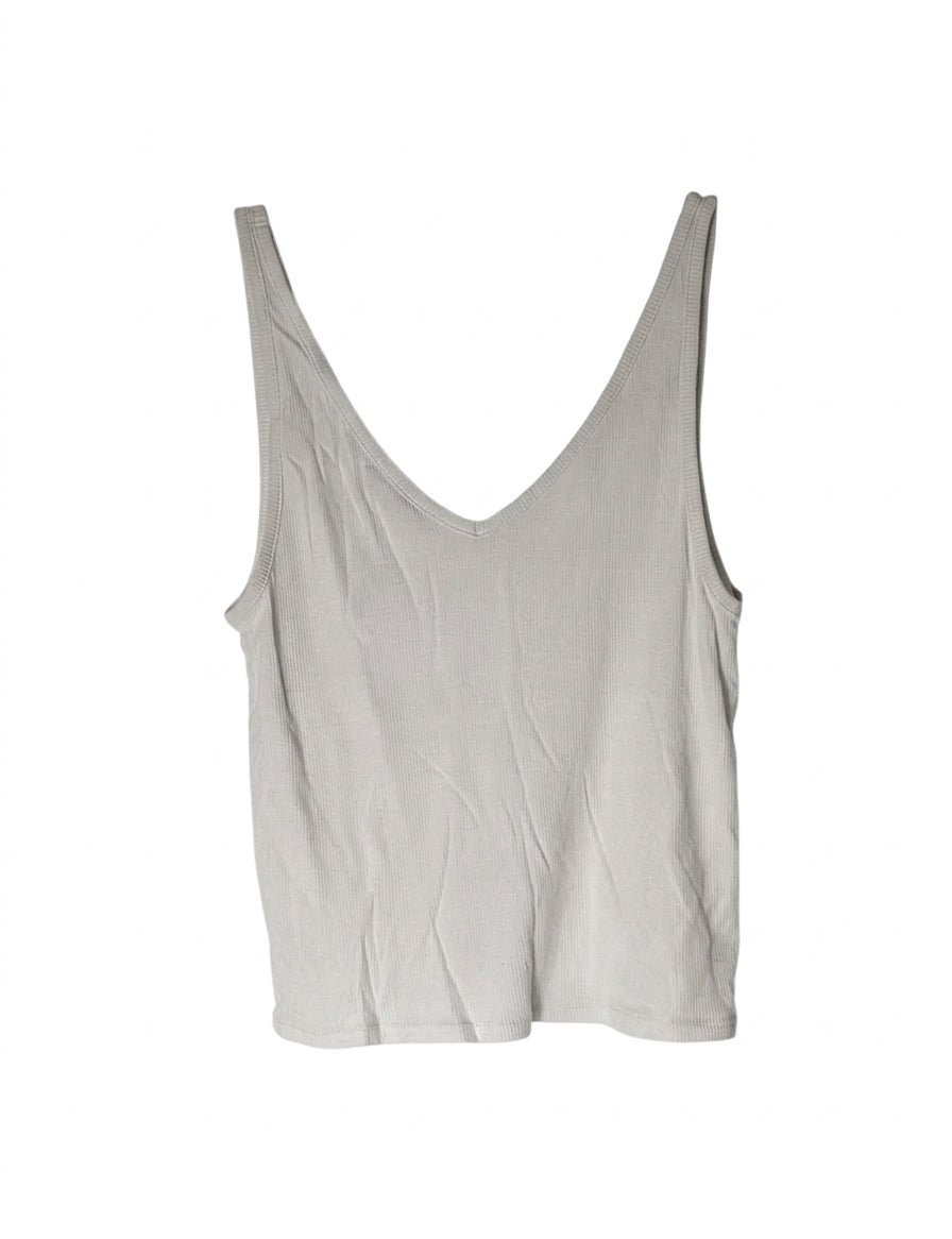 Jac+Jack White Ribbed V-Neck Tank Top - Image 1