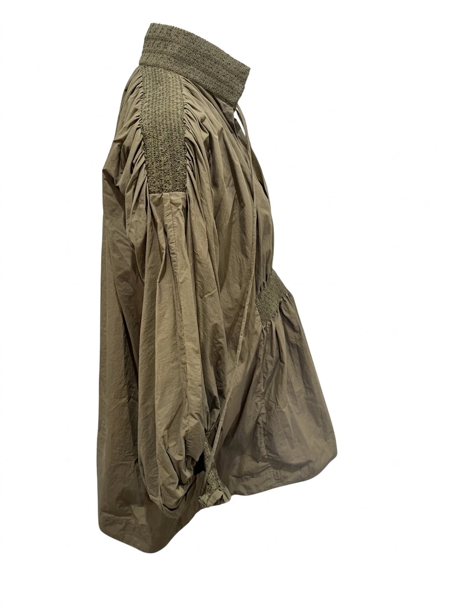 Lee Mathews Olive Green Smocked Waist Midi Dress - Image 2