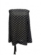 One Teaspoon Black and White Polka Dot Off-the-Shoulder Long Sleeve Top - Image 1