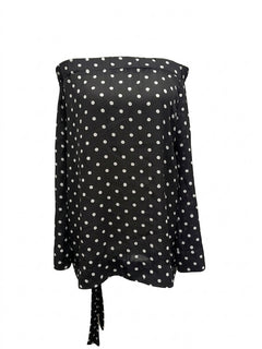 One Teaspoon Black and White Polka Dot Off-the-Shoulder Long Sleeve Top - Image 1
