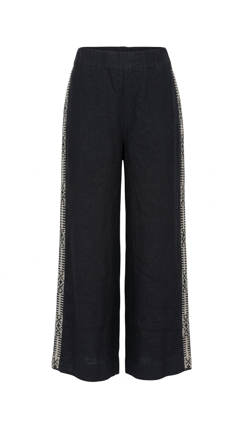 Jigsaw Dark Navy Blue Trousers with Side Stripe Detail - Image 1