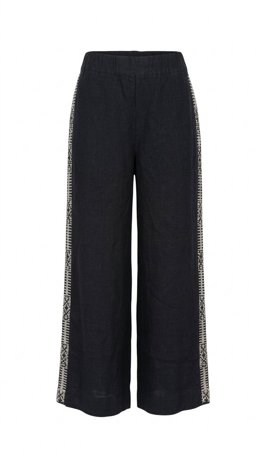 Jigsaw Dark Navy Blue Trousers with Side Stripe Detail - Image 1