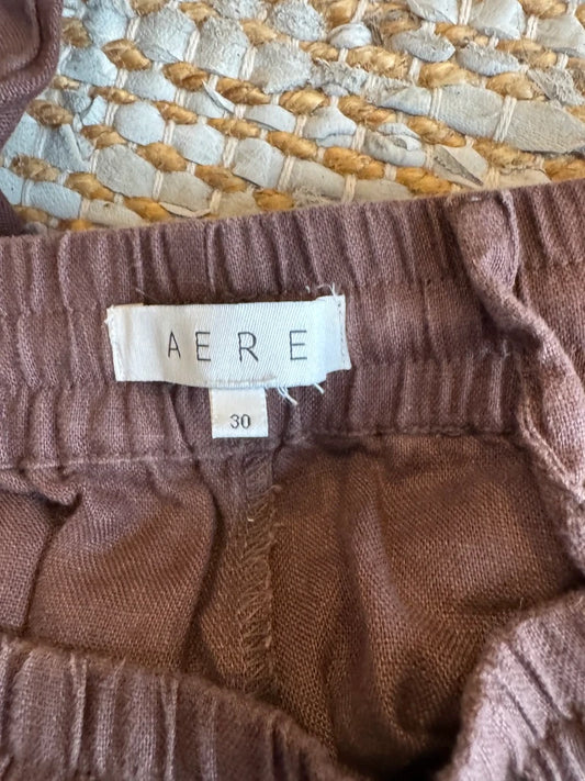 AERE Brown Linen-Blend Drawstring Pants Size 30 - Image 2