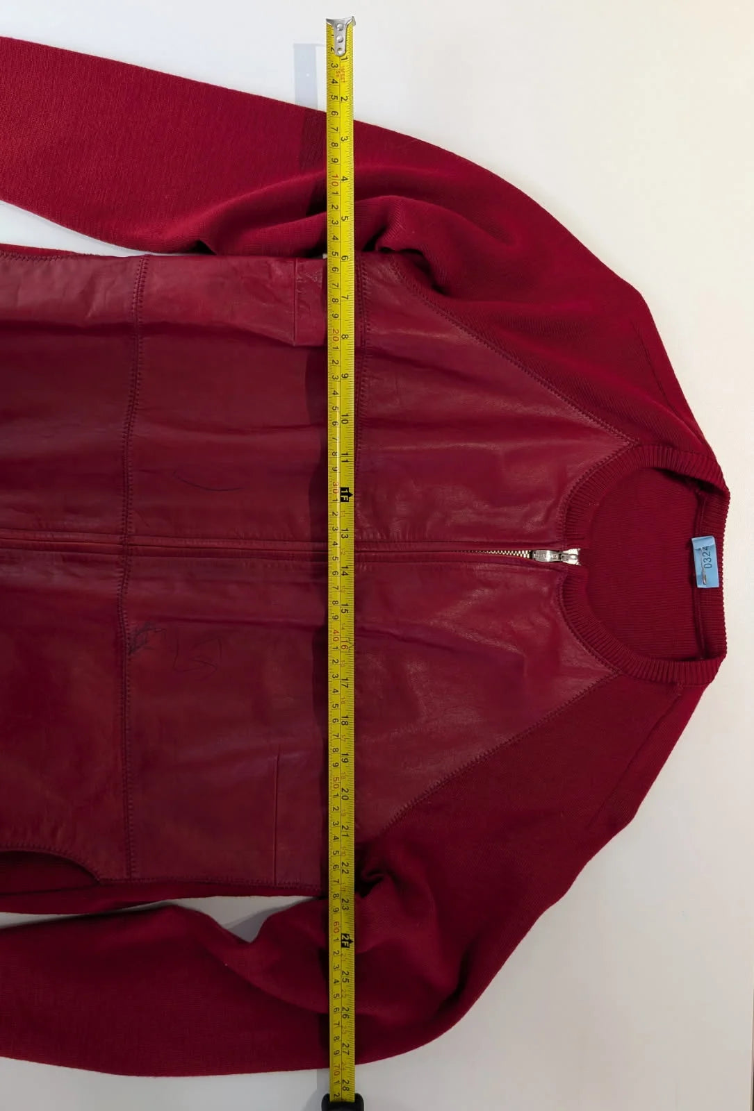 Oroton Red Leather and Knit Jacket - Image 2
