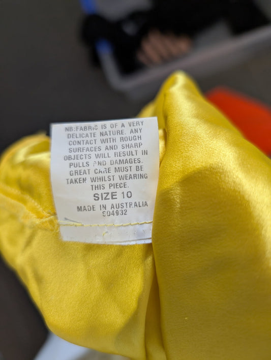 Scanlan & Theodore Vintage Yellow Silk Spaghetti Strap Bow Detail Dress - Image 2