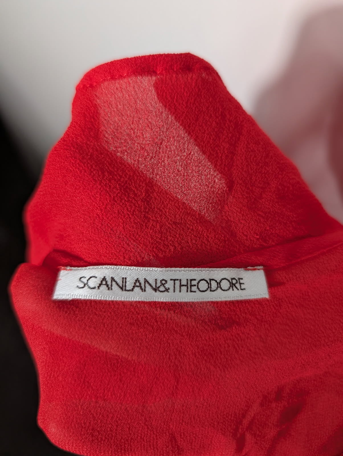 Scanlan & Theodore Red Sheer Silk Chiffon Dress - Size 8 - Image 2