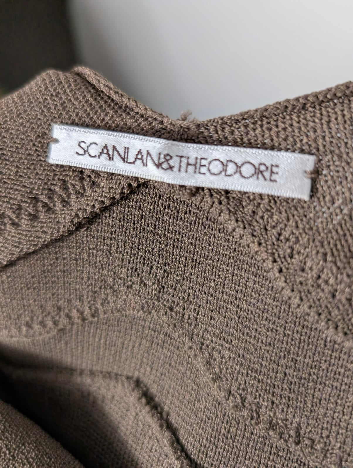 Scanlan & Theodore Brown V-Neck Bandage Knit Dress - Size SM - Image 2