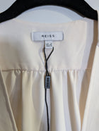 Reiss V-Neck Button-Front Blouse Cream Women's UK 8 - Image 2