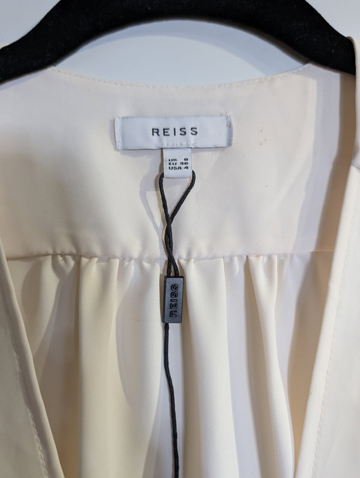 Reiss V-Neck Button-Front Blouse Cream Women's UK 8 - Image 2