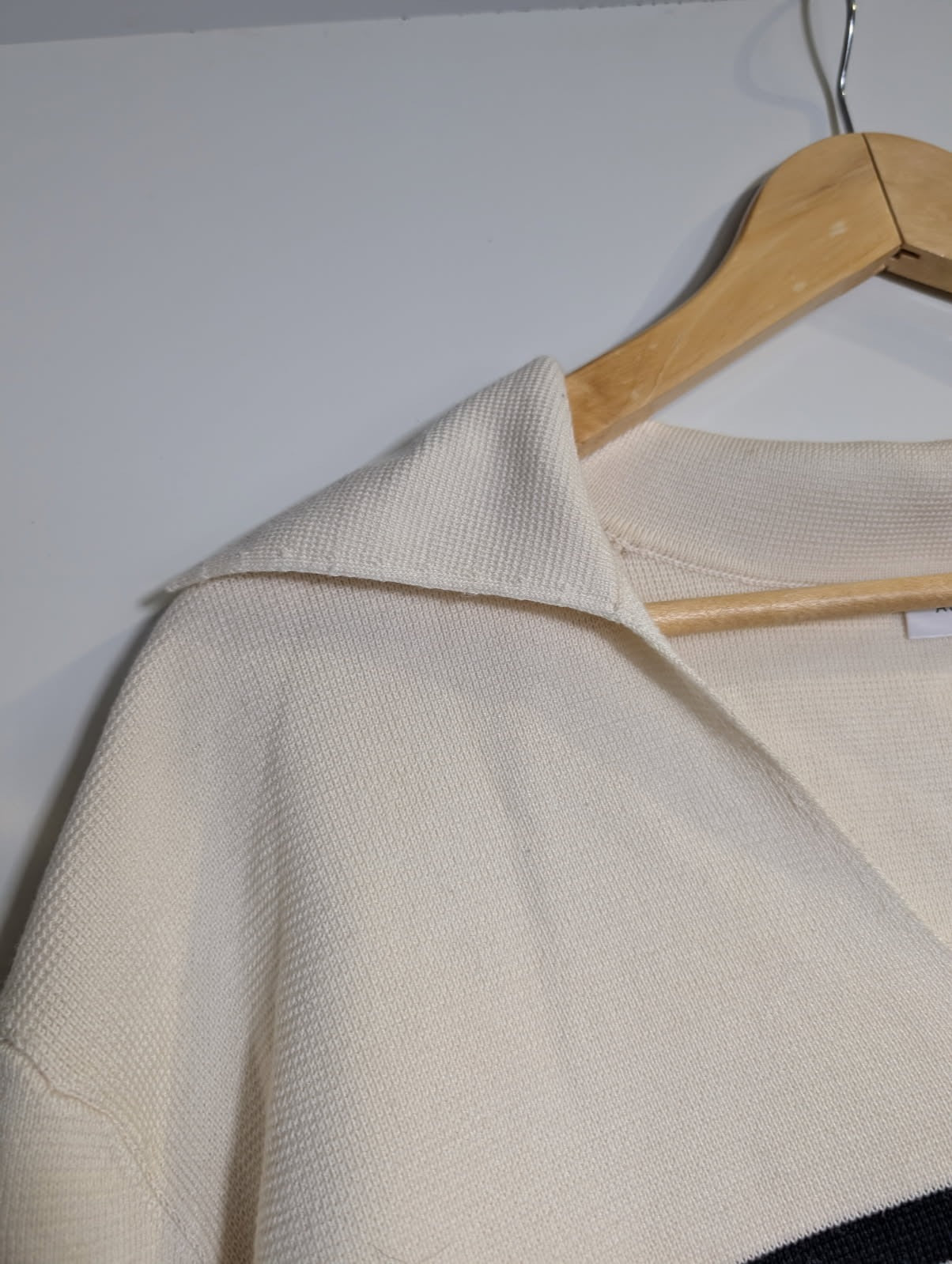 Assembly Label Stripe Knit Polo Cream and Navy Women's Size 14 - Image 2